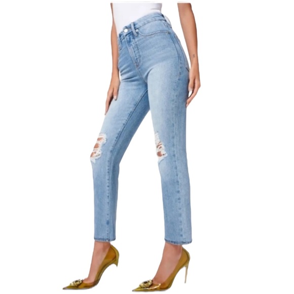 Good American Good Boy Wide Release Hem Destructed Jeans (2) - Picture 3 of 13